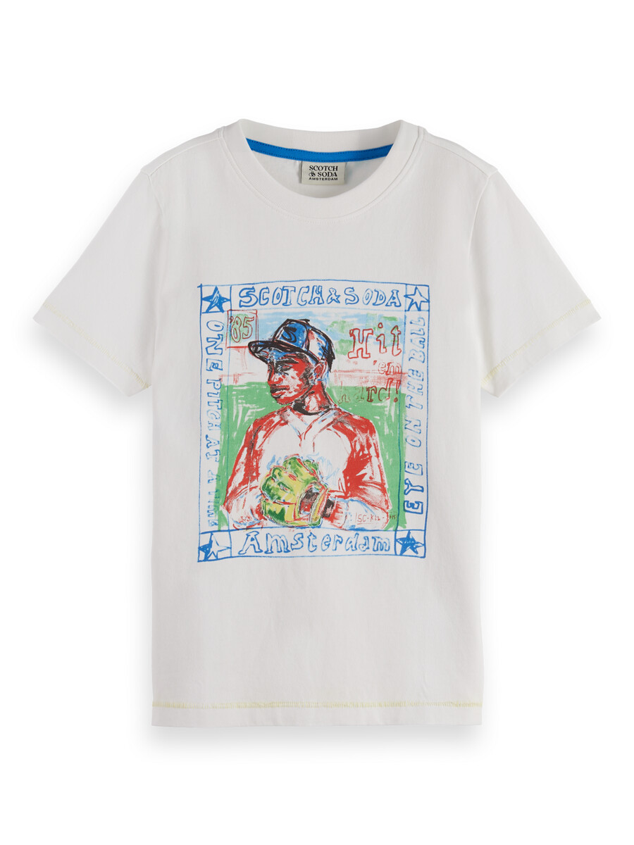 pojkars baseboll-t-shirt med konstverk i normal passform