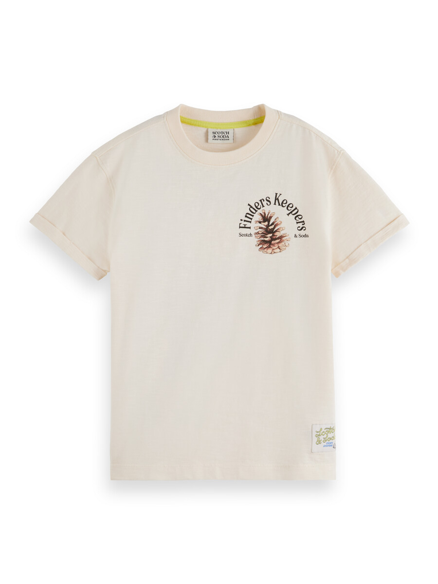pojk-t-shirt med lös passform och mönster fram och bak