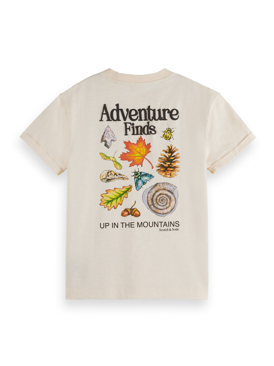 pojk-t-shirt med lös passform och mönster fram och bak