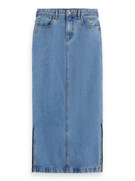 låg midja i denim med maxikjol lakehouse