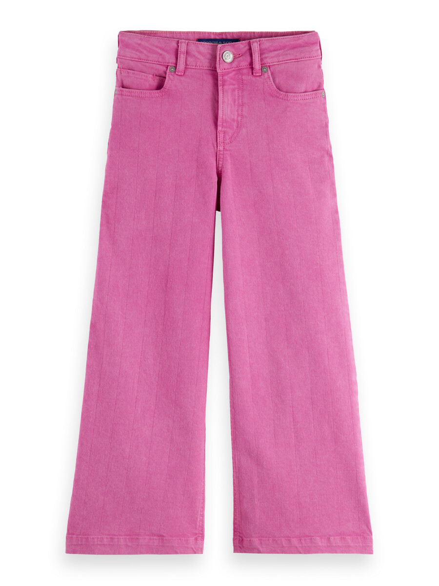 flickjeans med vida ben i färgade plagg