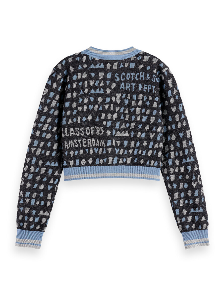 slim-fit kort jacquardkofta för flickor