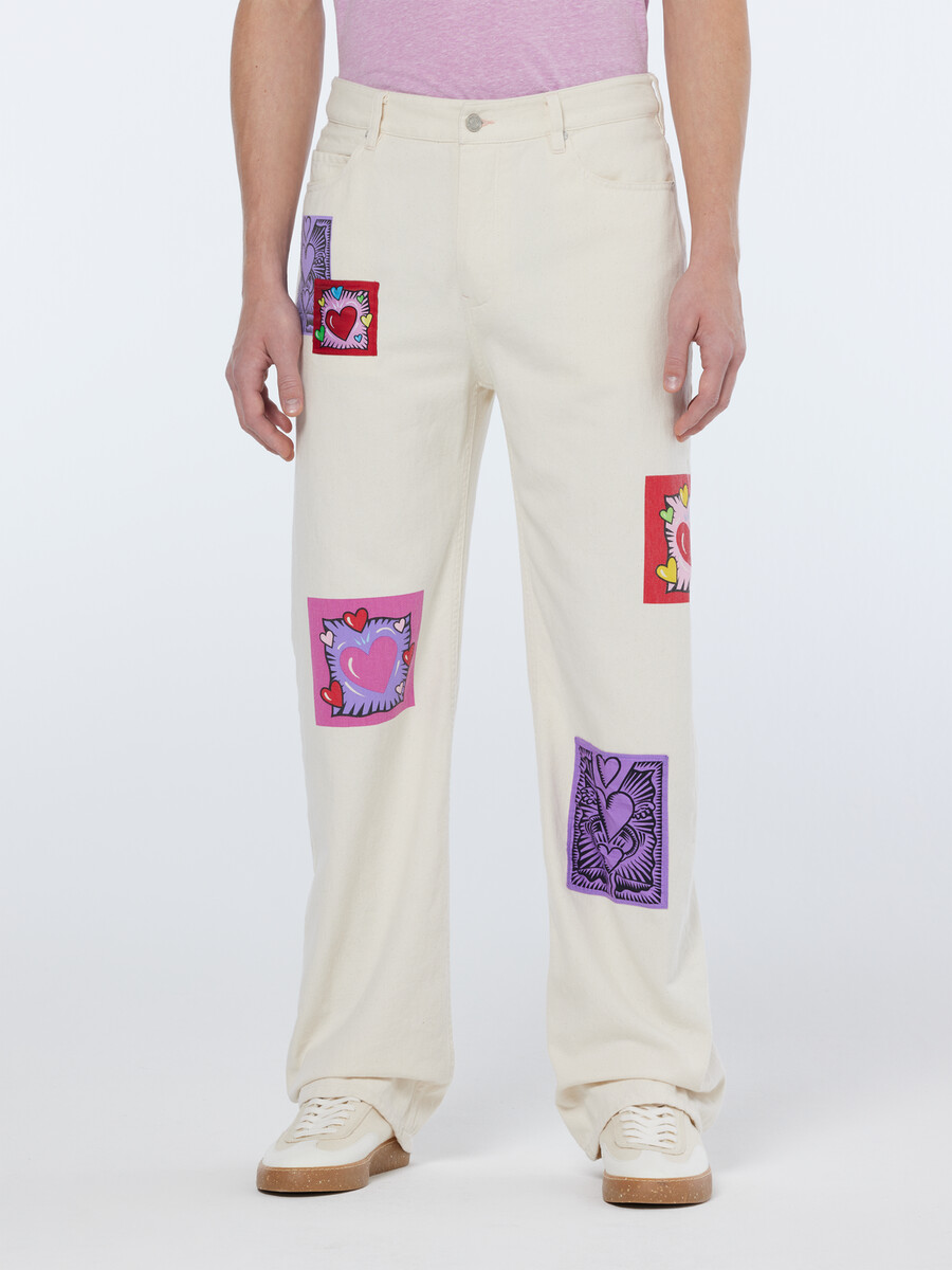 scotch soda x burton morris unisex raka jeans ecru love