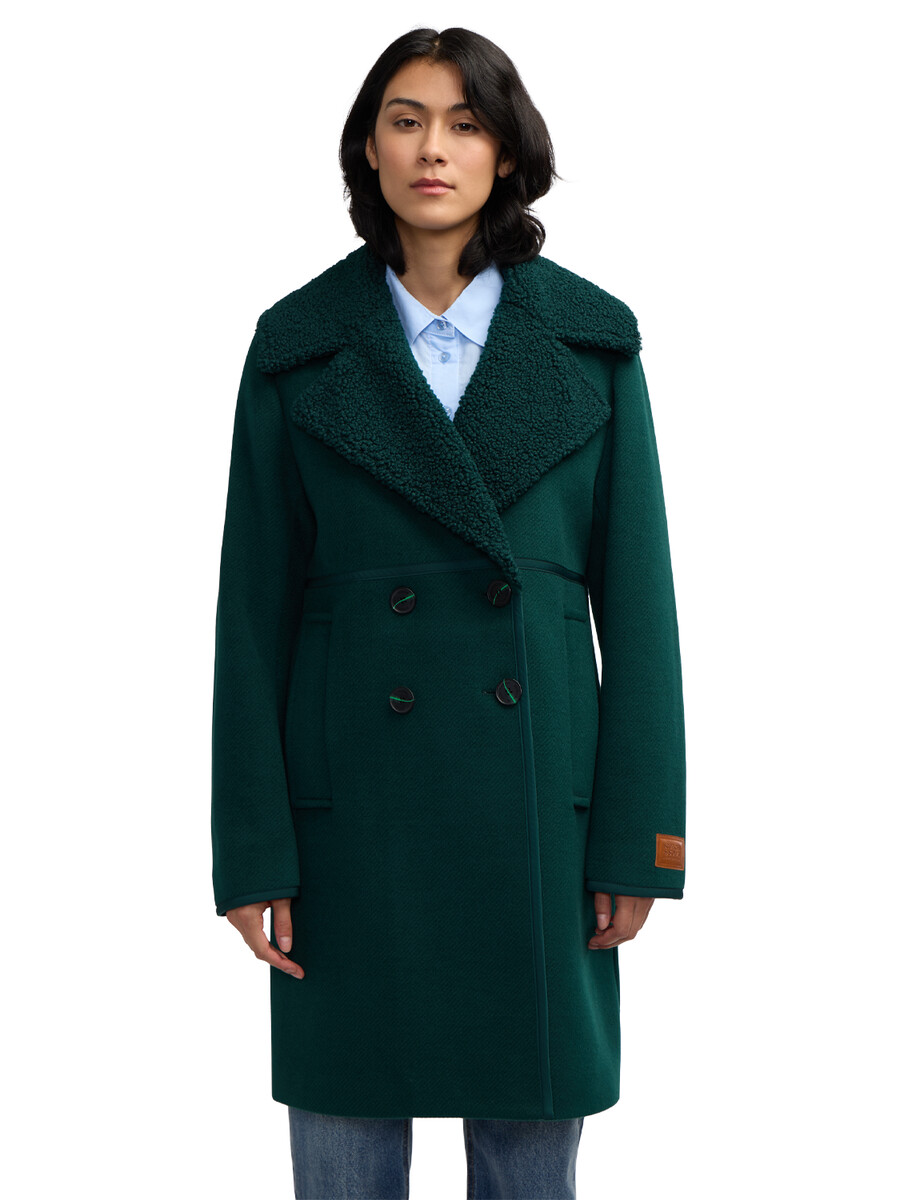 runa dubbelknäppt peacoat med sherpakrage och dubbelansikte