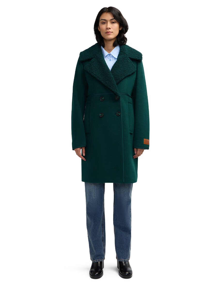 runa dubbelknäppt peacoat med sherpakrage och dubbelansikte