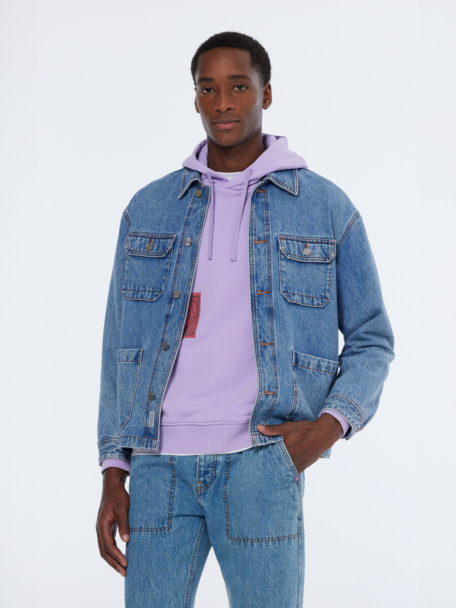 denimjacka i läder lakehouse