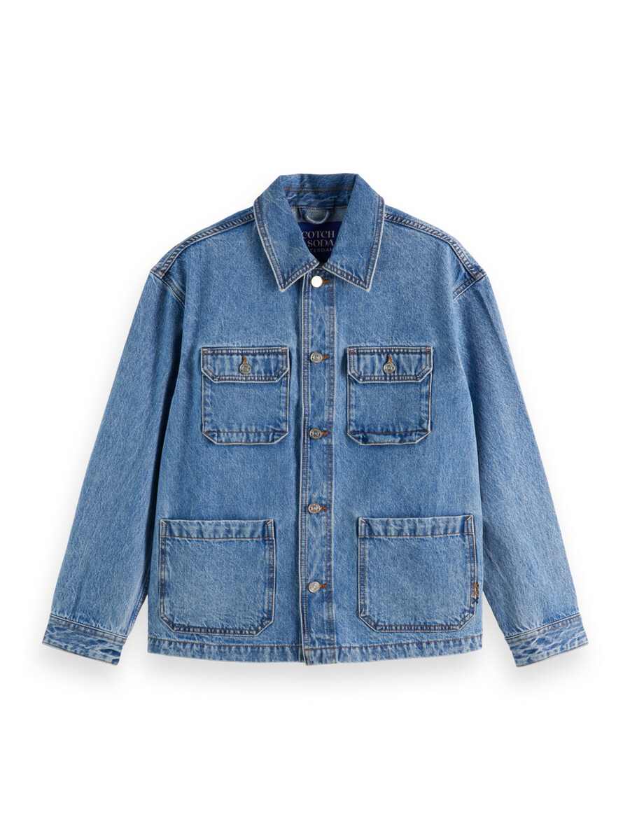 denimjacka i läder lakehouse