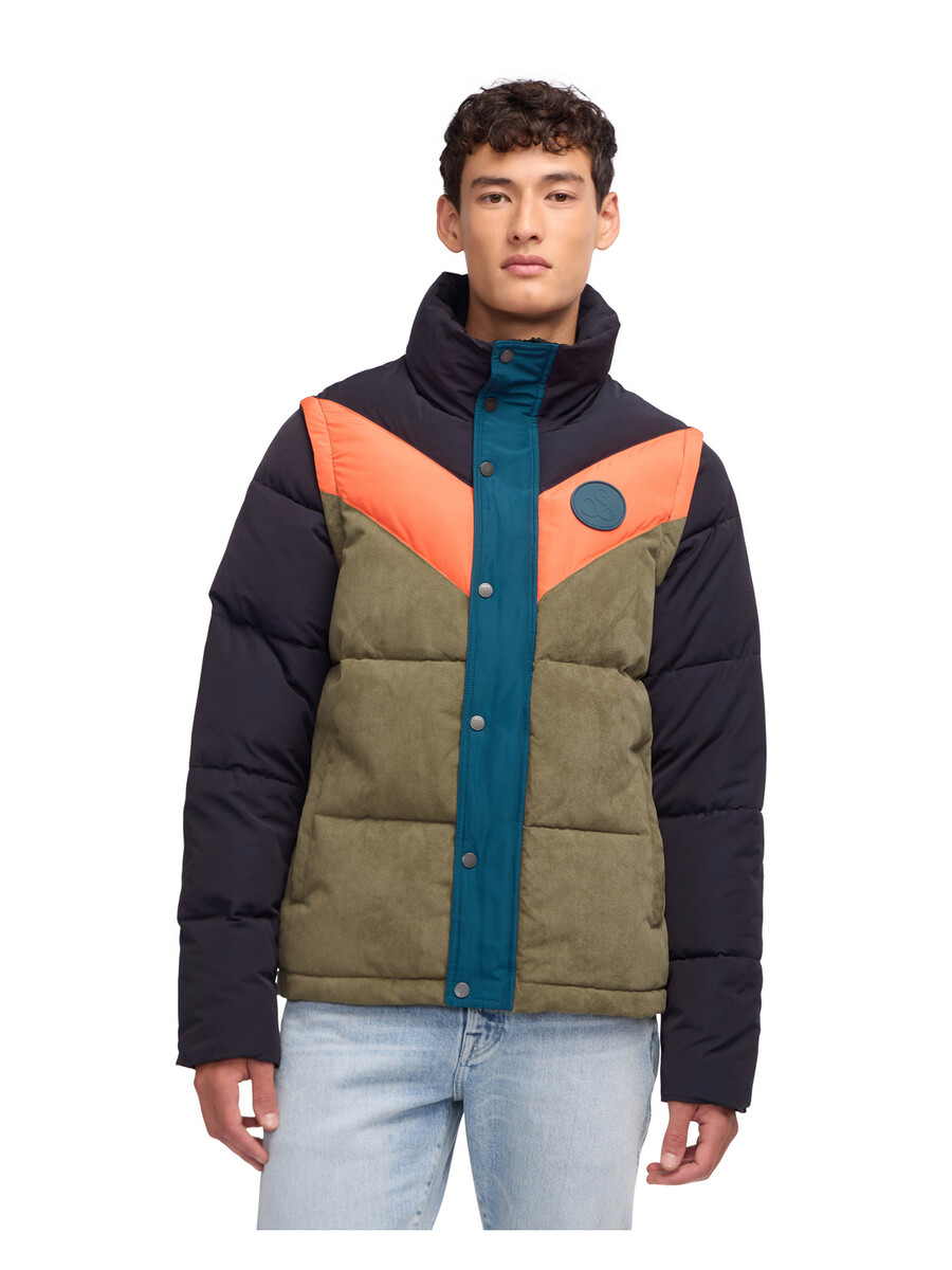 nelleke mixed media puffer med avtagbara ärmar