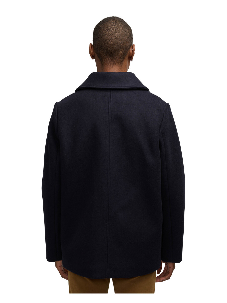 izak peacoat med kontrastdetalj och avtagbar krage