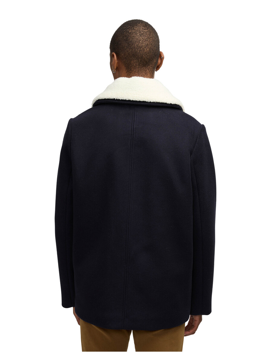 izak peacoat med kontrastdetalj och avtagbar krage