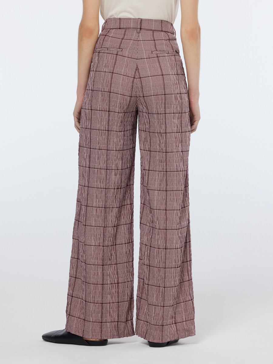 rose high-layer wide leg prince of wales seersucker pants