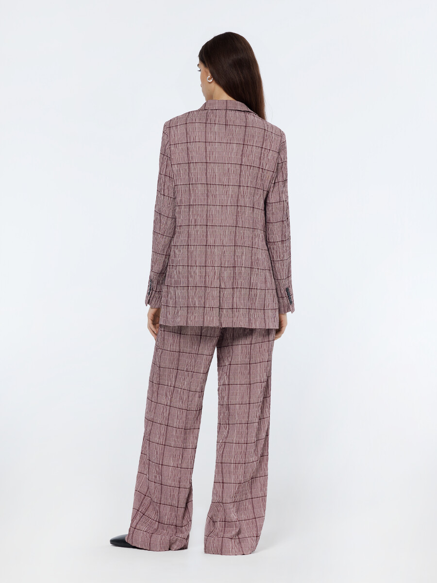 rose high-layer wide leg prince of wales seersucker pants