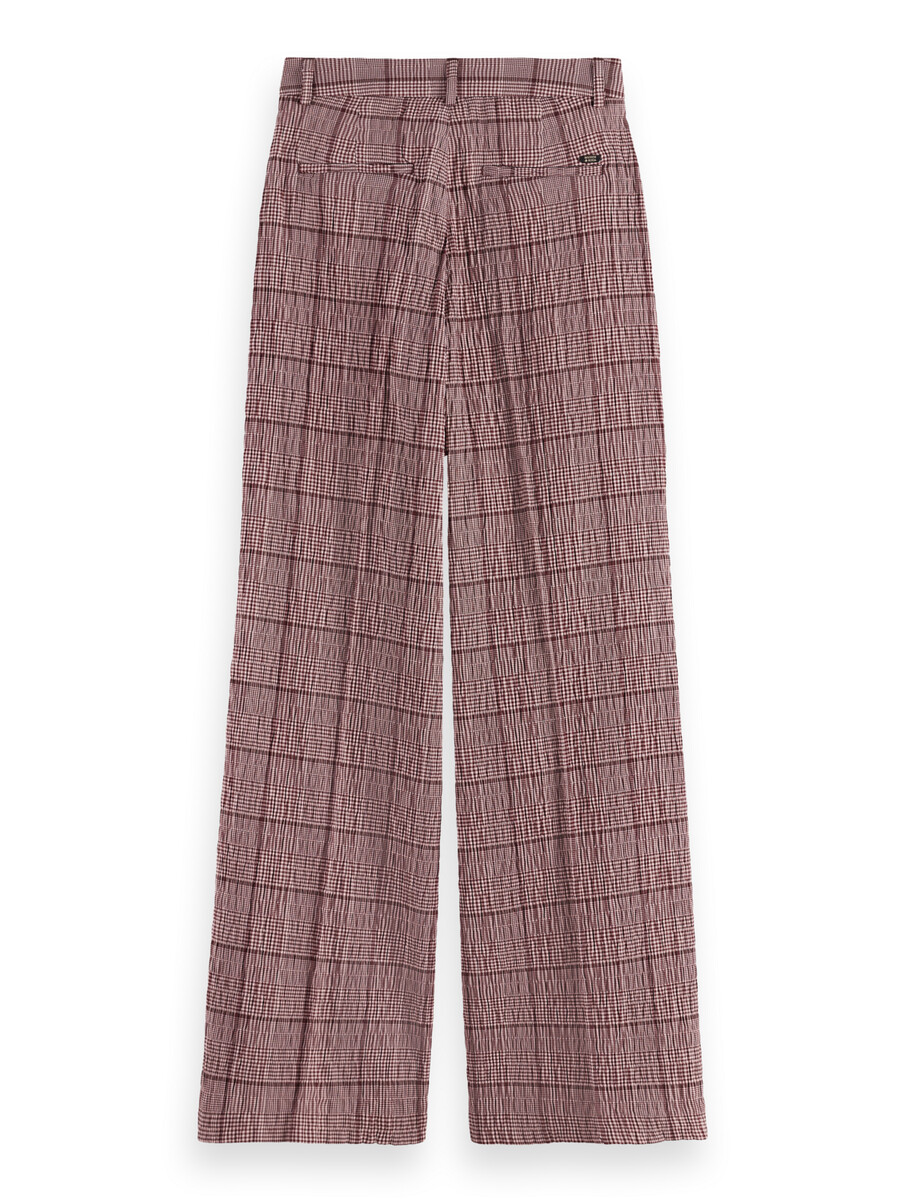rose high-layer wide leg prince of wales seersucker pants