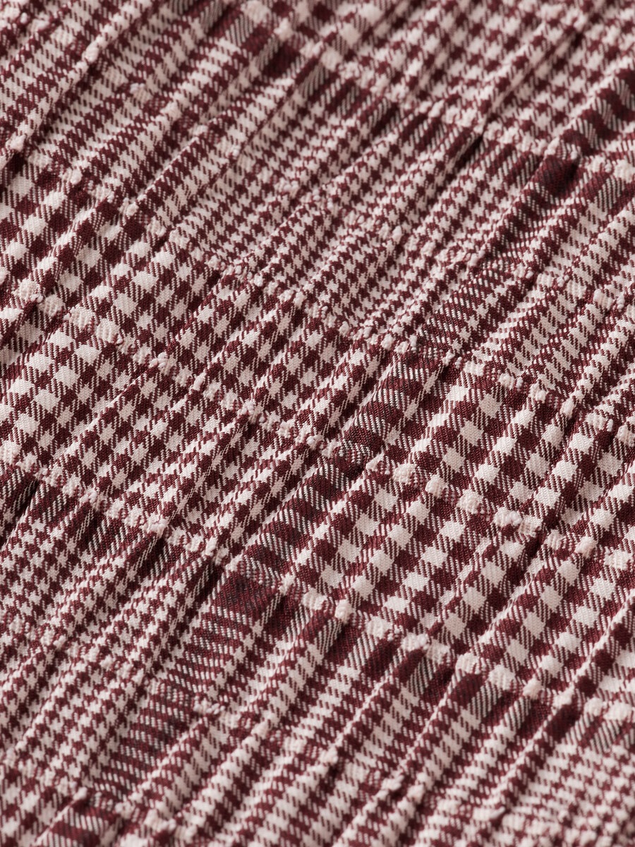 rose high-layer wide leg prince of wales seersucker pants