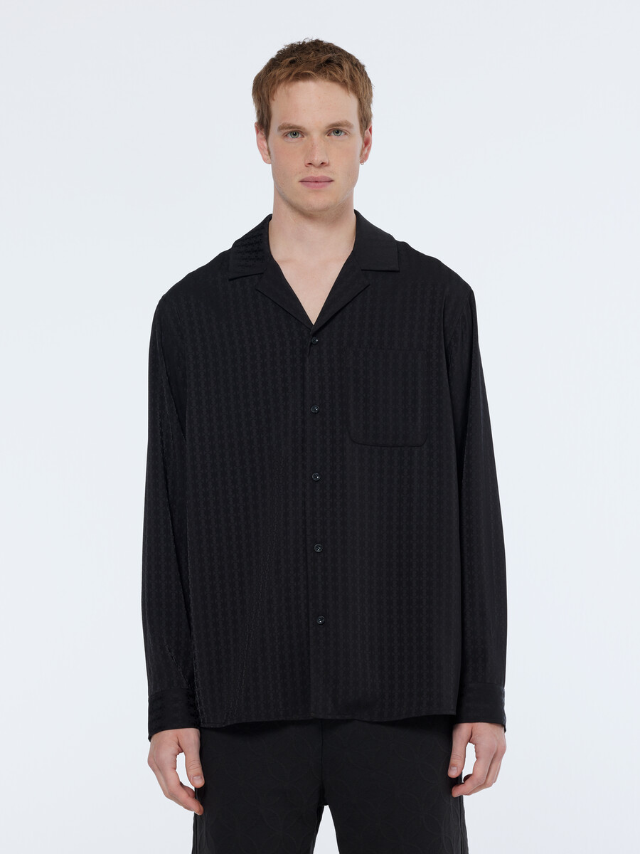 jacquard relaxed fit sateen skjorta