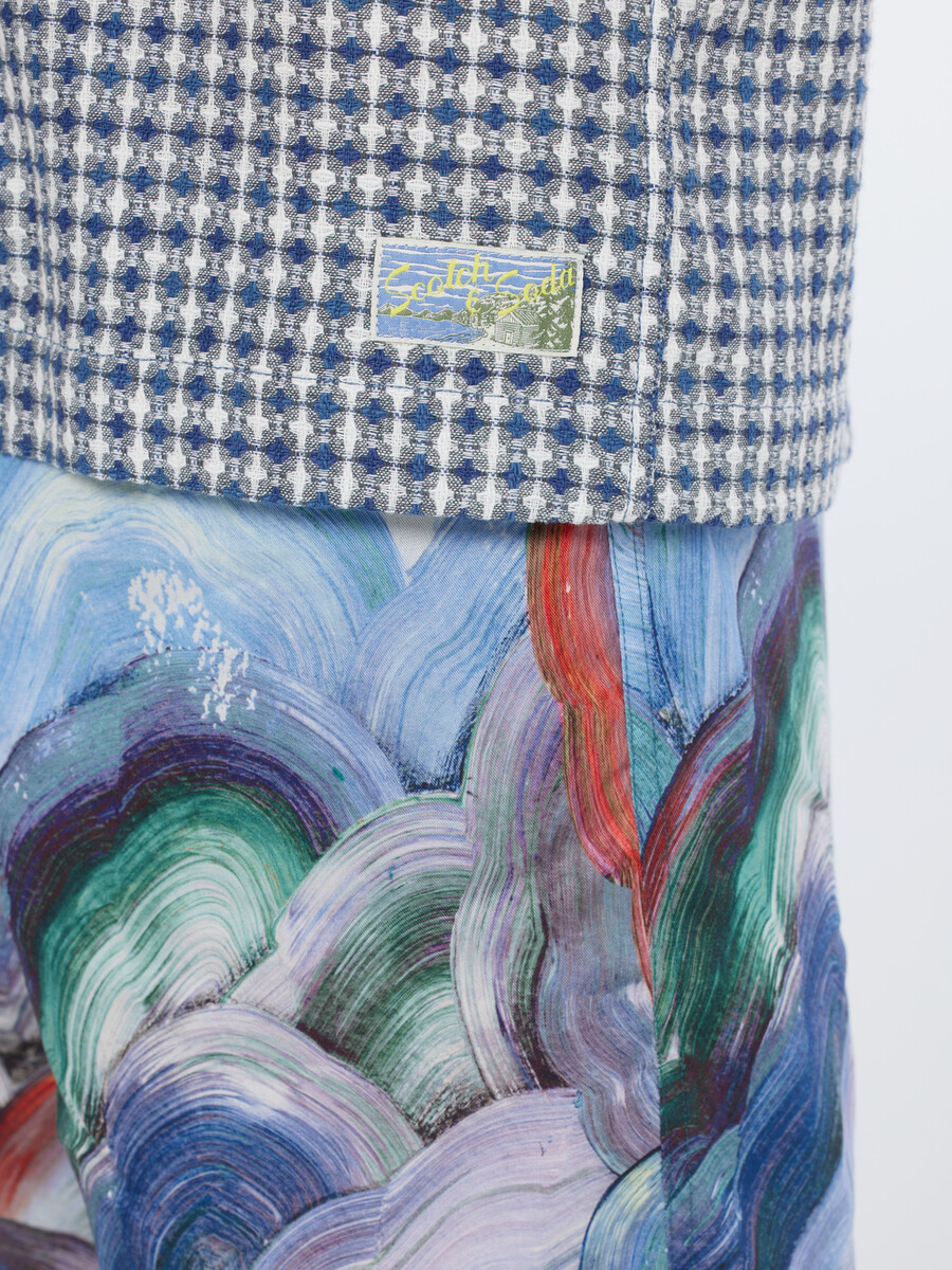 jacquard-skjorta med avslappnad passform och kortärmad design