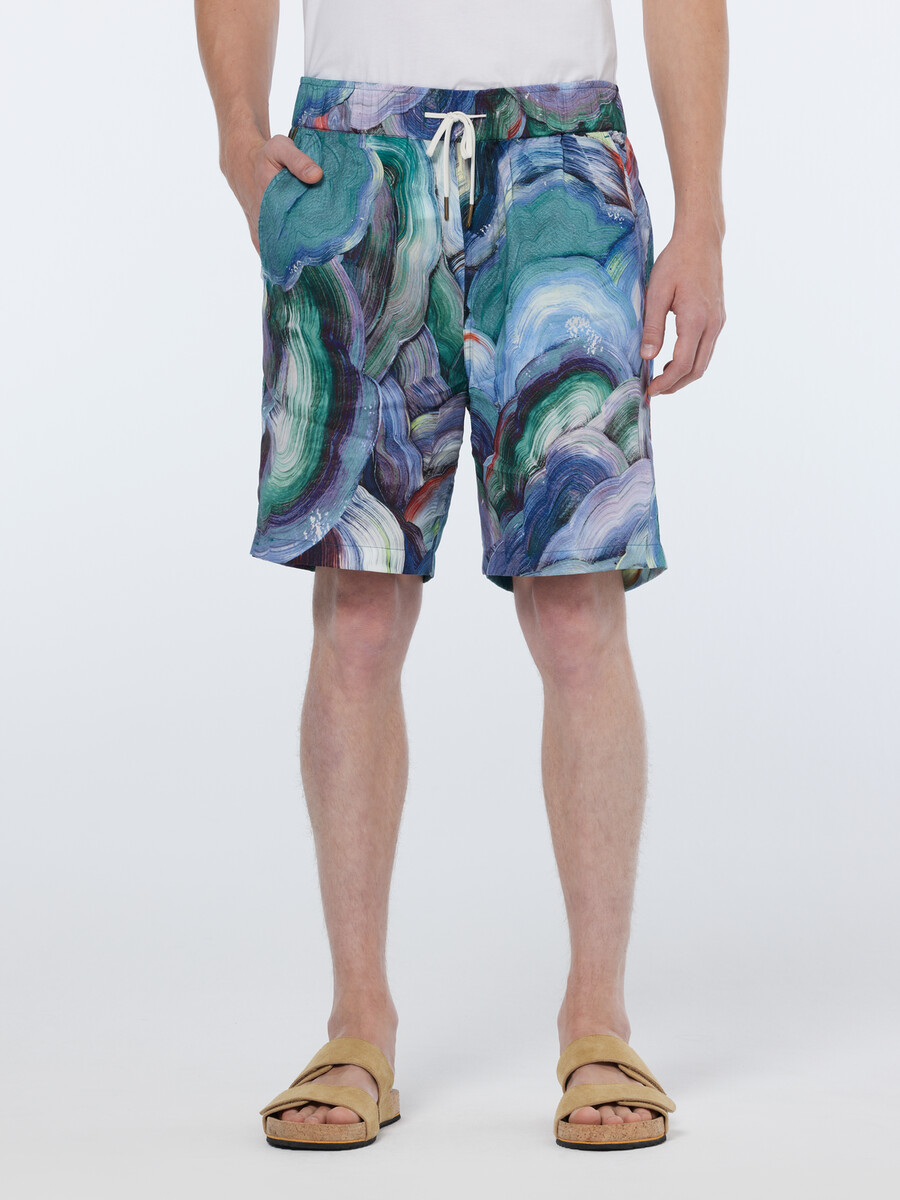 favourite abstrakt tryckt bermudashorts med avslappnad passform