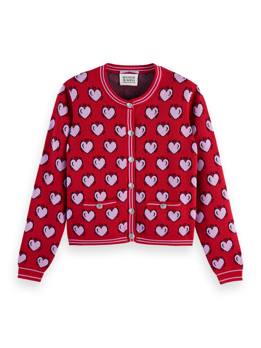 scotch soda x burton morris hjärtmönster kofta
