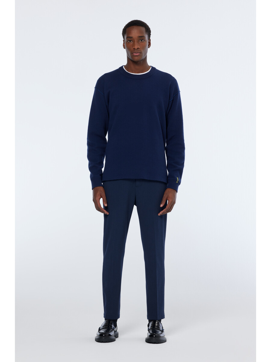 merino double face drop shoulder crewneck