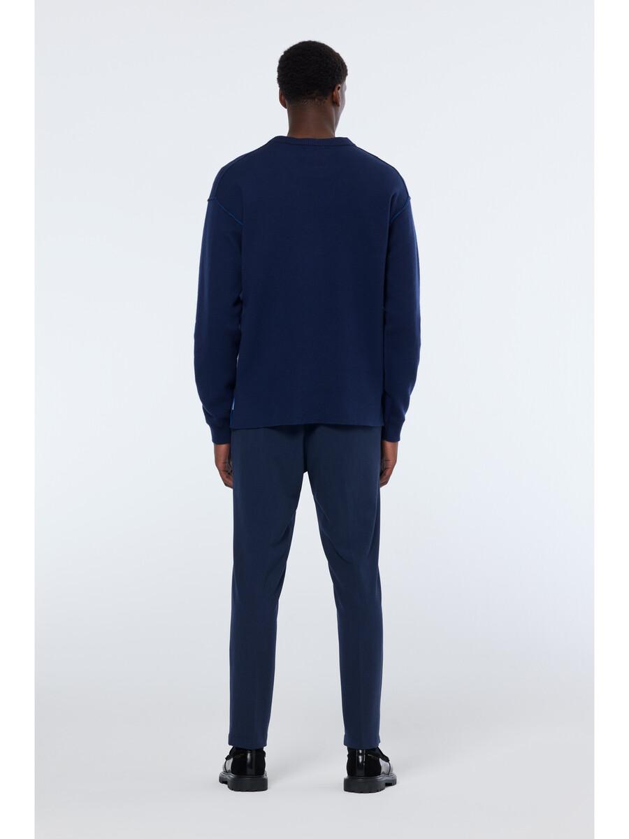 merino double face drop shoulder crewneck