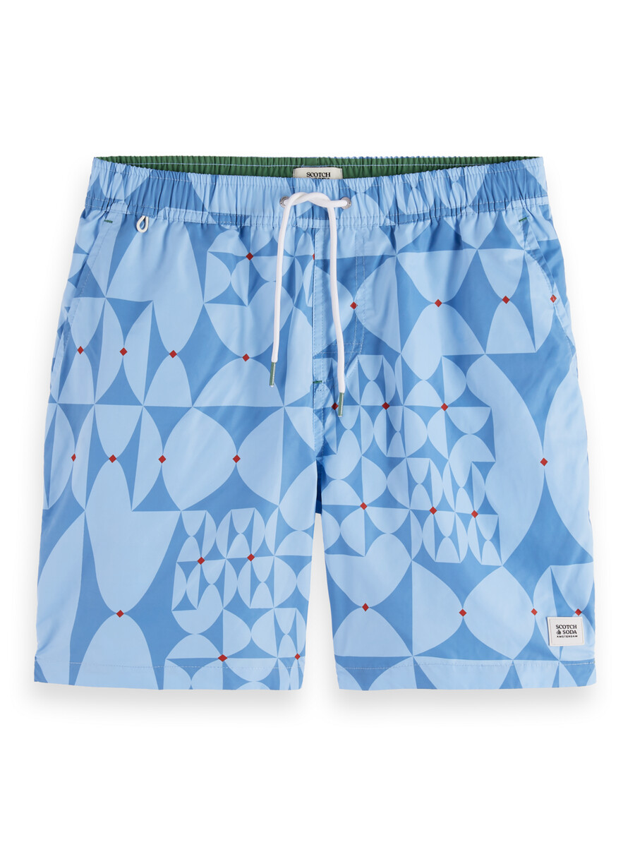 diamanttryckta mellanlånga badshorts