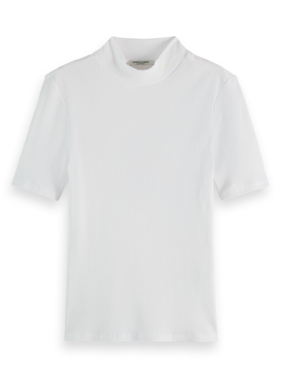 essentials — ribbad t-shirt med hög halsringning